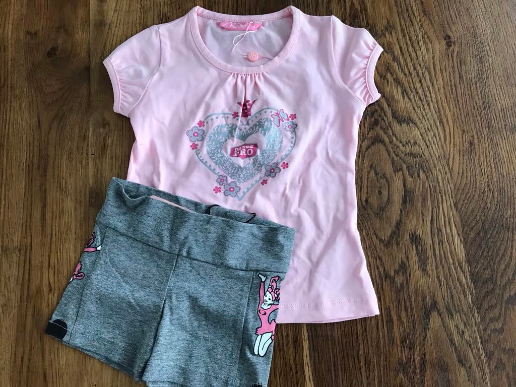 Papillon setje maat 104 - Roze shirt en grijs broekje, Kinderen en Baby's, Kinderkleding | Maat 104, Ophalen of Verzenden, Nieuw