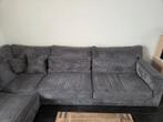 Grijze ribstof hoekbank van Sijben met poef, Ophalen, Gebruikt, Hoekbank, 300 cm of meer
