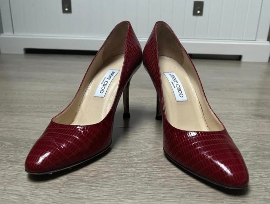 Jimmy Choo Bordeaux Pumps Maat 41, Ophalen of Verzenden, Zo goed als nieuw, Rood, Pumps