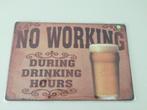 Nieuw Metalen Wandbord * No Working During Drinking hours, Ophalen of Verzenden, Nieuw