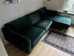 Groene velour hoekbank / Green velvet corner sofa, Ophalen, Gebruikt, Driepersoons, Stof