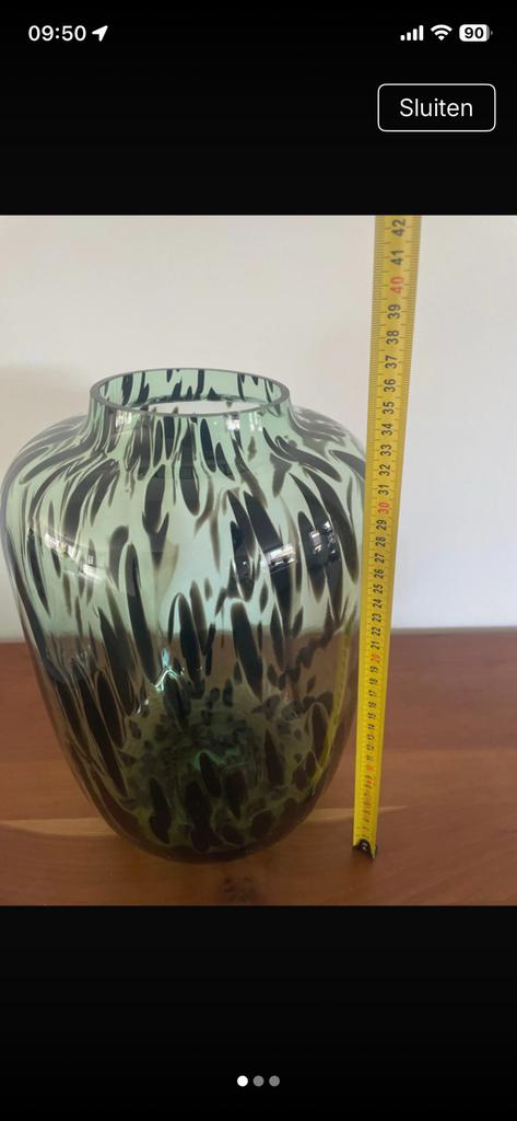 Grote vaas met tijgerprint, Huis en Inrichting, Woonaccessoires | Vazen, Ophalen, Overige kleuren, Minder dan 50 cm, Glas