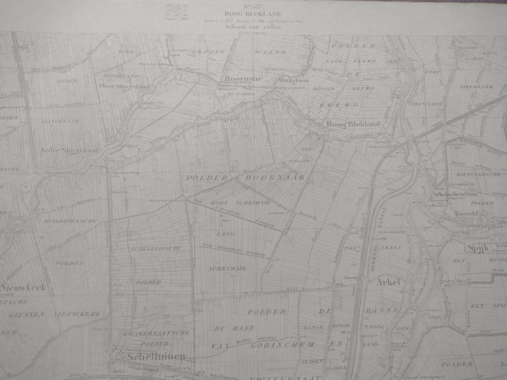 527 Hoog Blokland Hoornaar Spijk Arkel Plattegrond 1914, Ophalen of Verzenden