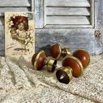 Franse gordijnroede houder messing / kersenhout, Ophalen of Verzenden, Zo goed als nieuw