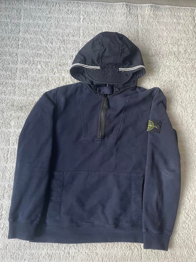 Stone Island Hooded Quarter Zip, Ophalen of Verzenden, Zo goed als nieuw, Maat 48/50 (M), Blauw