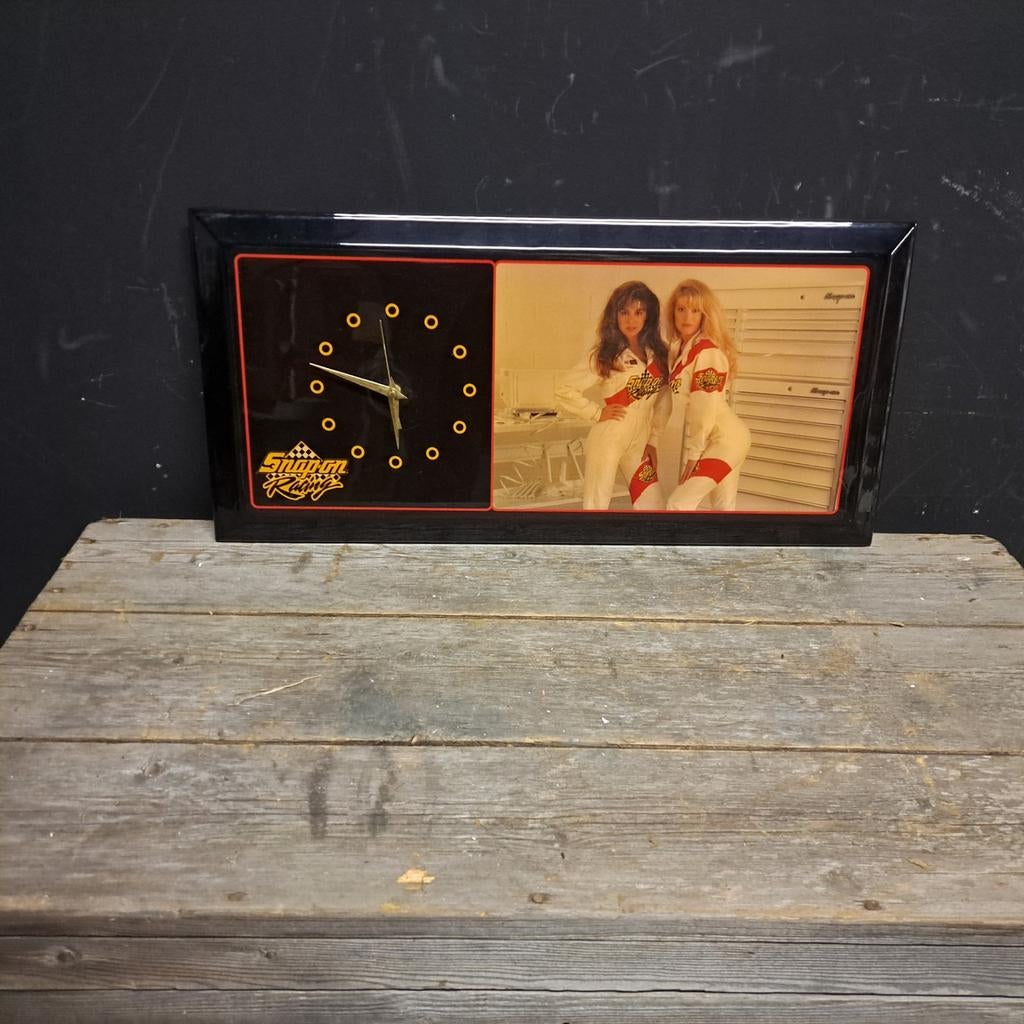 Snap-on Racing klok Vintage 70er jaren, Verzamelen, Ophalen, Gebruikt, Reclamebord