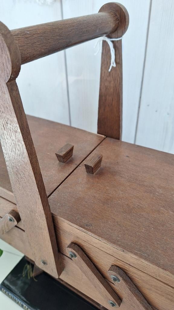 Vintage harmonica naai kistje, fournituren, handwerk kastje, Gebruikt, Vintage, Overige typen, Ophalen of Verzenden