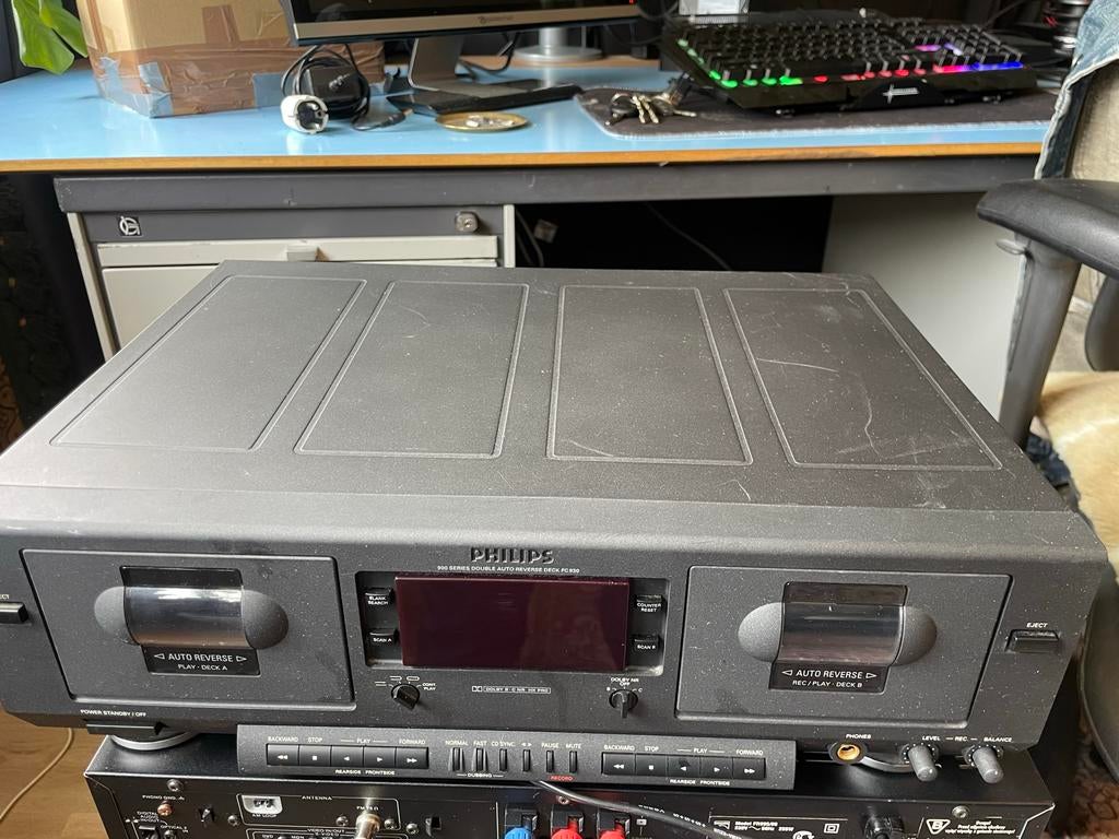Philips 70FC930/20S dubbel cassettedeck, Audio, Tv en Foto, Ophalen of Verzenden, Dubbel, Philips, Auto-reverse