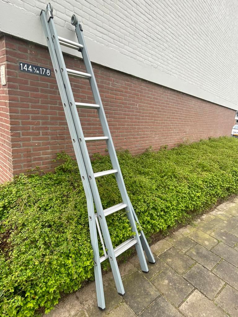 Dirks ladder 2 x 7   2  x 8 glazenwassers ladder, Ophalen, Zo goed als nieuw, 4 meter of meer