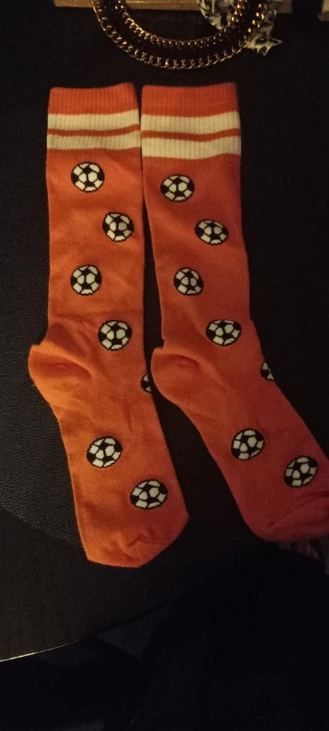 Koningsdag topper - oranje voetbal sokken - lang maat 38-42, Ophalen of Verzenden, Oranje, Sokken en Kniesokken