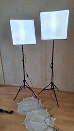Fotografie Softbox Studio Lampen Set – 2 Statieven+Reflector, Ophalen of Verzenden, Gebruikt, Lamp of Flitsset