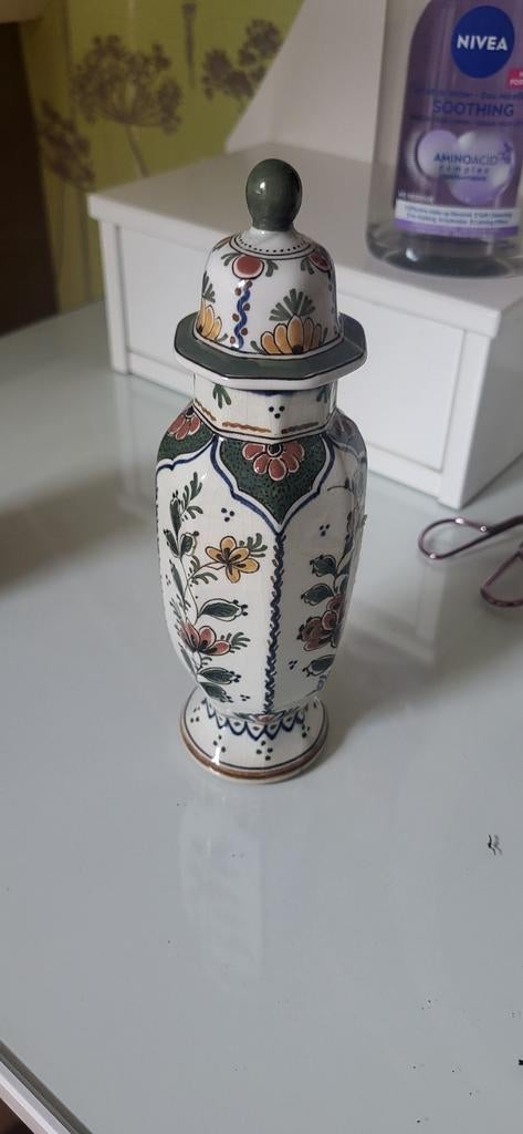 Prachtige Handgeschilderde Royal Delft , Dekselvaas, Ophalen of Verzenden