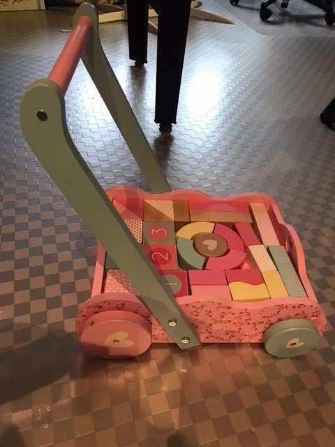 Houten blokkenkar, Ophalen, Gebruikt, Duw- of Trekspeelgoed