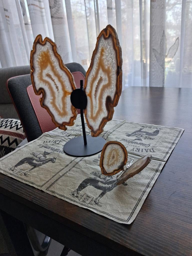 agaat vlinder set hoog 29 cm, Huis en Inrichting, Ophalen of Verzenden, Rechthoekig, Minder dan 50 cm, Minder dan 100 cm