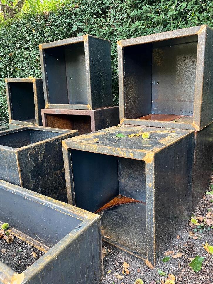 cortenstaal plantenbakken, bloembak, Tuin en Terras, Bloembakken en Plantenbakken, Nieuw, Metaal, Balkon, Tuin, 30 tot 60 cm, Vierkant