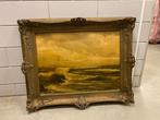 H.W. Mesdag stijl zeegezicht – oud schilderij op doek, Ophalen of Verzenden
