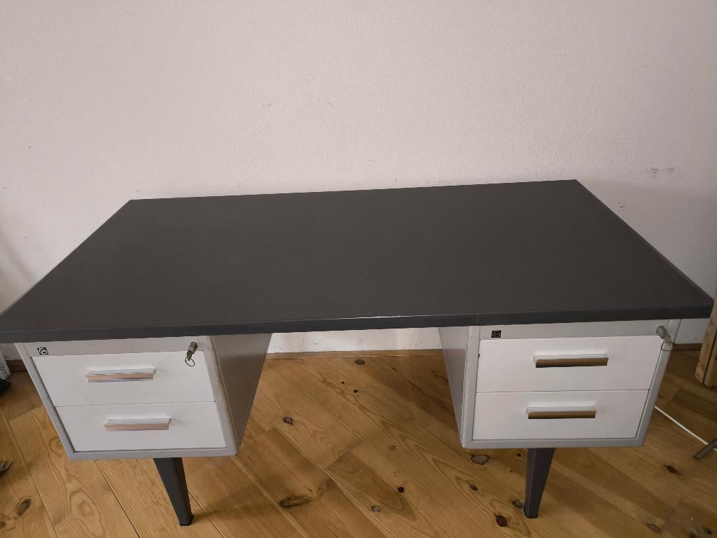 INDUSTRIËLE GISPEN BUREAU 7800, Huis en Inrichting, Bureaus, Gebruikt, Bureau-kast combinatie, Gispen, Industrieel, Metaal, Grijs