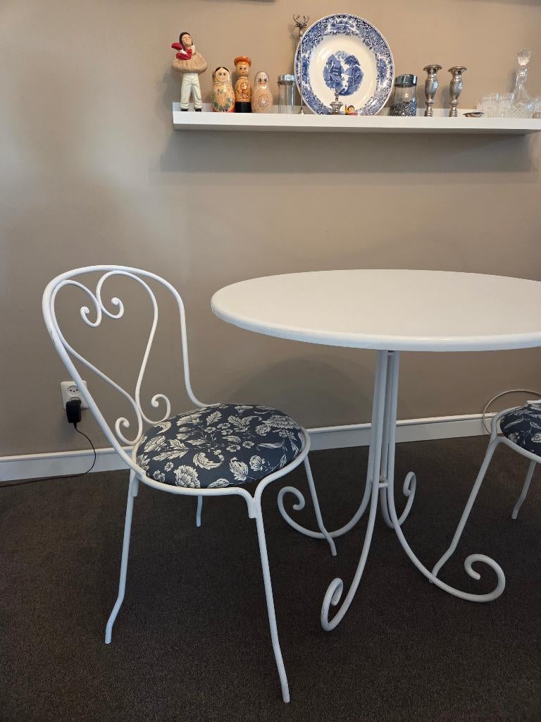 3-delige Franse bistroset gietijzer wit, Antiek en Kunst, Curiosa en Brocante, Ophalen