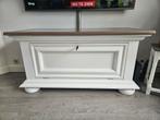 Brocante TV Kast - Wit met Houten Blad (118x52x60cm), Ophalen, Gebruikt, 100 tot 150 cm, Brocante, Landelijk