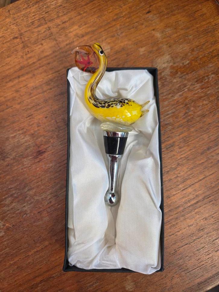 Wijnstopper met glazen vogel - Nette staat, Huis en Inrichting, Keuken | Keukenbenodigdheden, Gebruikt, Ophalen of Verzenden