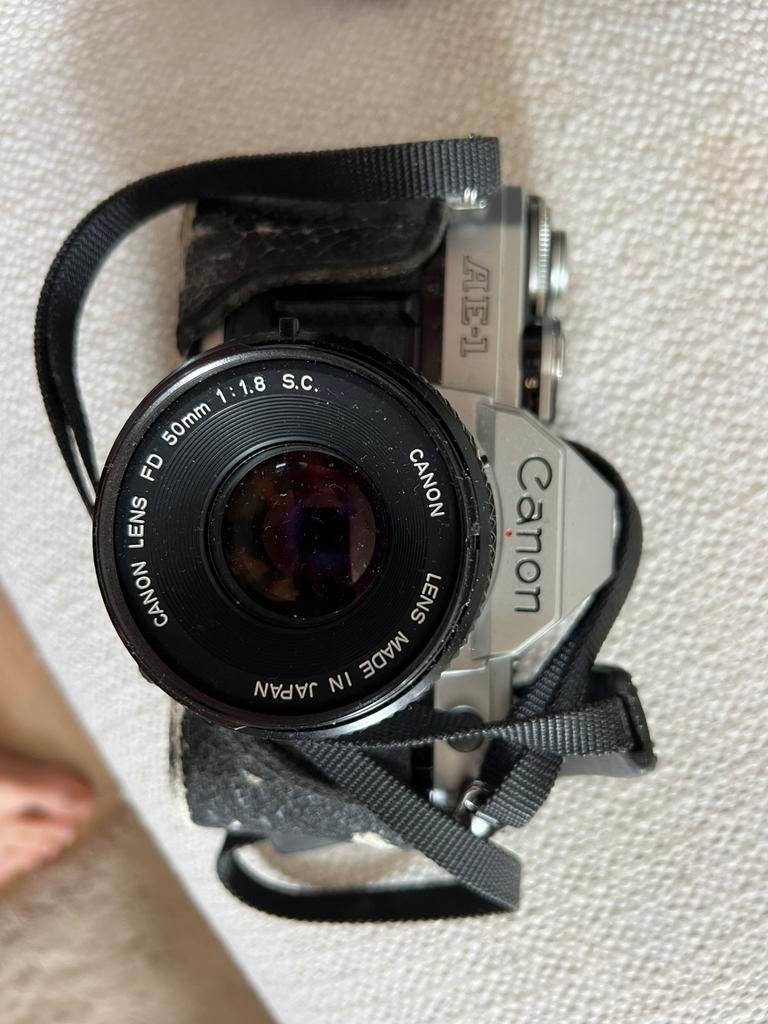 Te koop: Canon AE-1 + FD 50mm f/1.8 film-SLR gebruikte staat, Ophalen of Verzenden, Gebruikt, Spiegelreflex, Canon