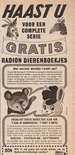 Retro reclame 1954 Radion wasmiddel dieren boekjes, Verzamelen, Verzenden, Overige typen