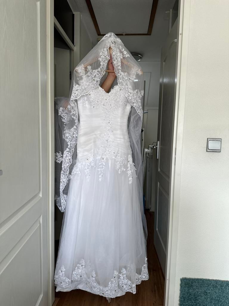 Trouwjurk, Kleding | Dames, Ophalen of Verzenden, Zo goed als nieuw, Wit, Trouwjurk