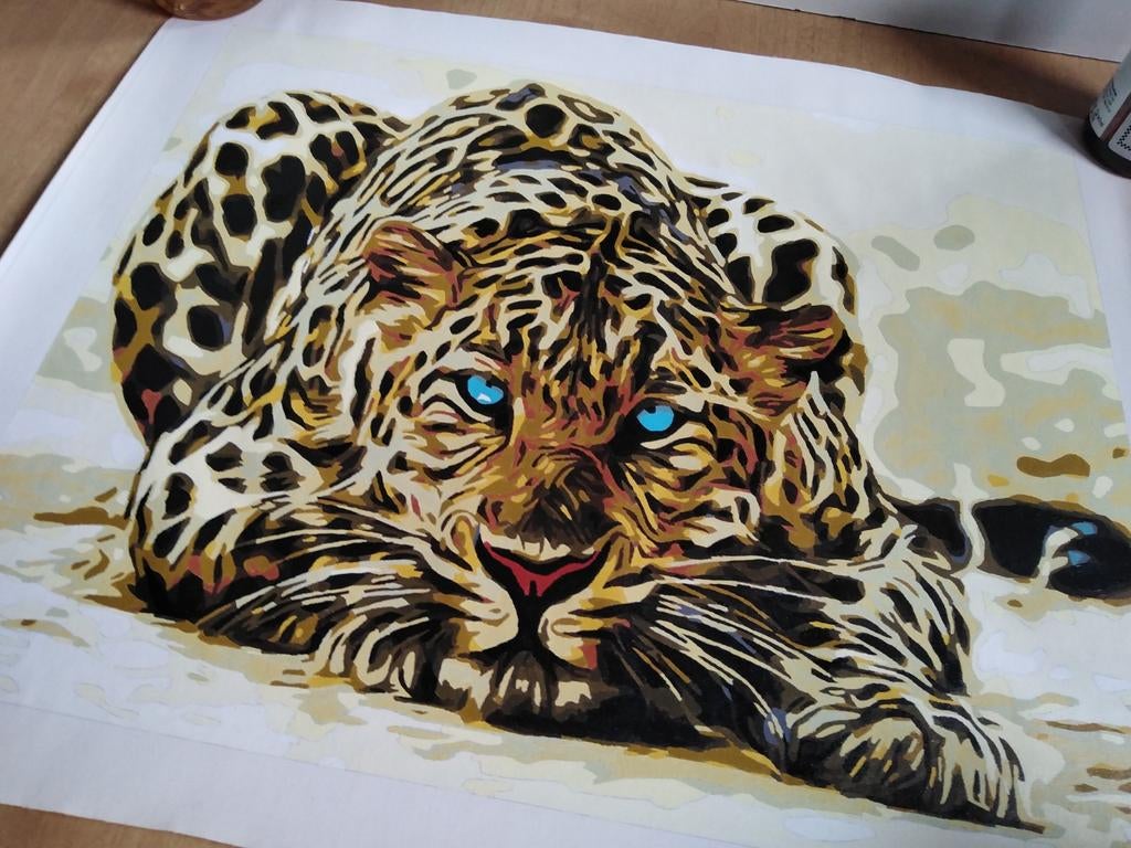 Geschilderde canvas poster panter, Huis en Inrichting, Woonaccessoires | Schilderijen, Tekeningen en Foto's, Nieuw, Ophalen of Verzenden