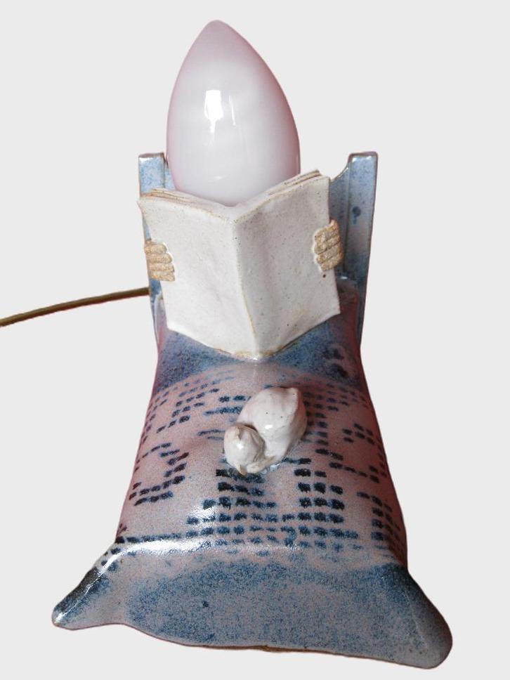 Lamp uit keramiek "lampbol peer" aan het lezen in bed., Antiek en Kunst, Antiek | Lampen, Ophalen