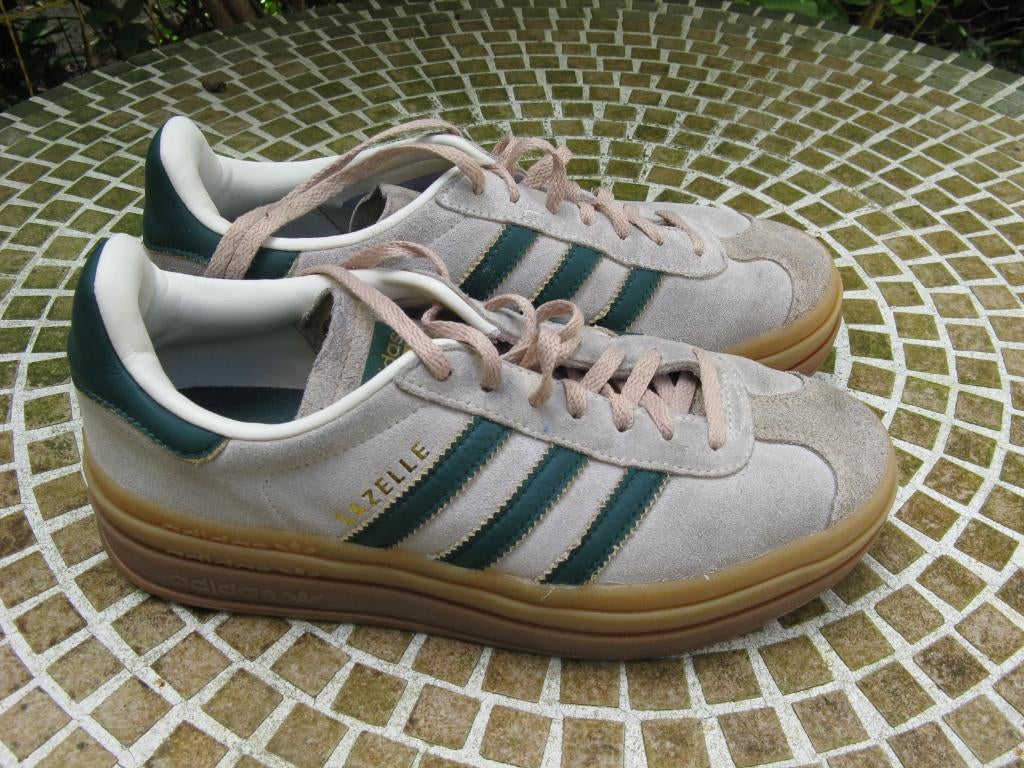 Adidas Gazelle Bold sneakers lichtgrijs/groen maat 39 1/3, Adidas, Beige, Ophalen of Verzenden, Sneakers of Gympen