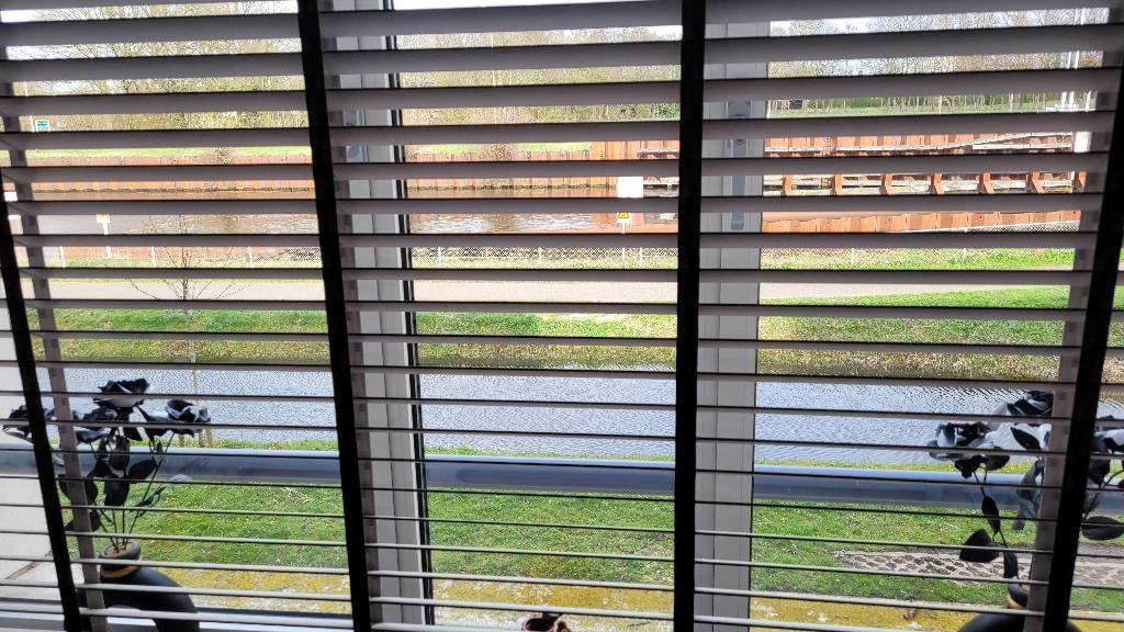 te koop houten jaloezie, Ophalen, Gebruikt, 200 cm of meer, Grijs