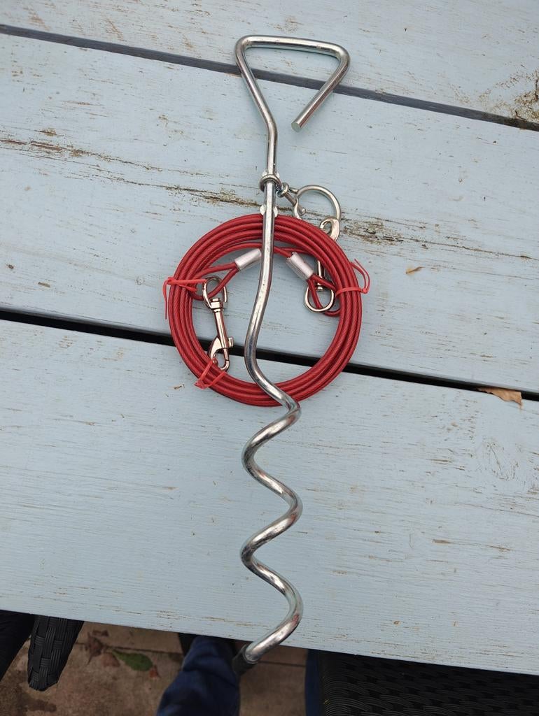 Hondenkabel + aanlegspiraal 4,5m - hondenlijn + grondpen, Ophalen
