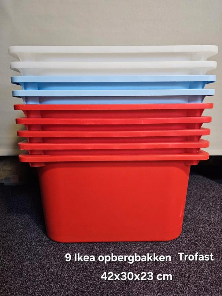 Diverse IKEA Trofast bakken en deksels, Huis en Inrichting, Woonaccessoires | Kisten, Gebruikt, Minder dan 50 cm, Minder dan 50 cm