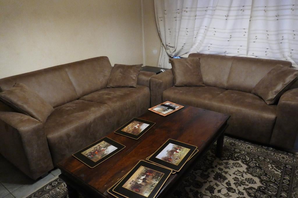 Bijna nieuw set banken, Huis en Inrichting, Ophalen, 75 tot 100 cm, Zo goed als nieuw, Rechte bank