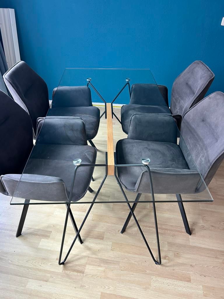 Glazen eettafel 160X80, Huis en Inrichting, Tafels | Eettafels, Ophalen, Gebruikt, 150 tot 200 cm, Glas