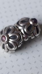 Originele Pandora clip stopper bloem met paars / roze steen, Sieraden, Tassen en Uiterlijk, Bedels, Ophalen of Verzenden, Zo goed als nieuw