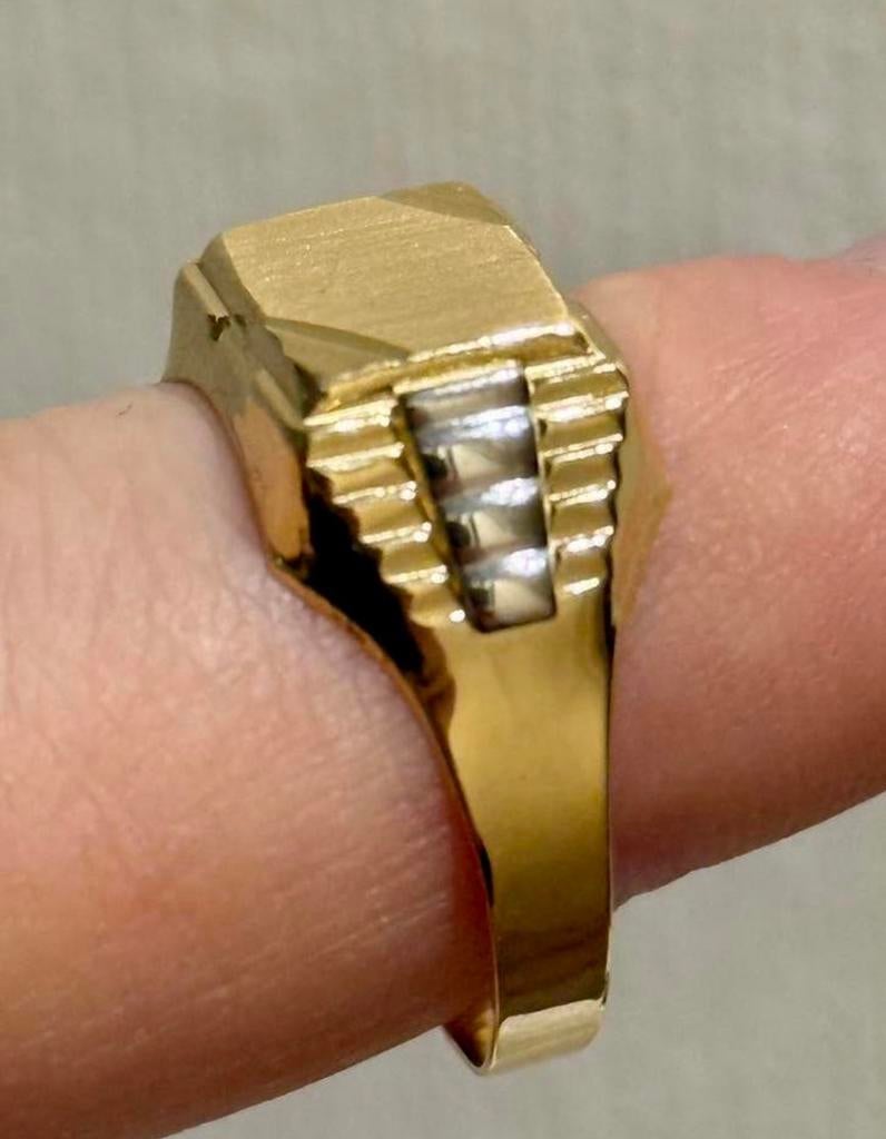 Heren Rolex ring 18 karaat geel en witgoud met certificaat!, 20 of groter, Heer, Nieuw, Ophalen of Verzenden