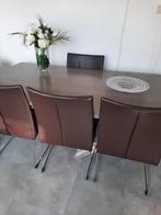 Grijs eiken eettafel, Ophalen, Zo goed als nieuw, 4 tot 6 stoelen