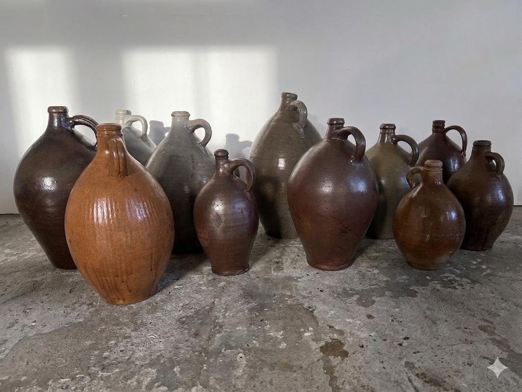 Unieke collectie van 11 grote greskruiken, 19e/20e eeuw, Ophalen