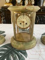 mooie ovale glas pendule met onix marmer, Antiek en Kunst, Antiek | Klokken, Ophalen of Verzenden