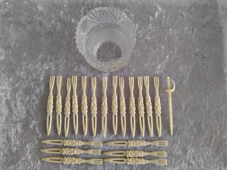 Vintage Cocktail Prikkers met Vaasje, Antiek en Kunst, Antiek | Bestek, Ophalen of Verzenden