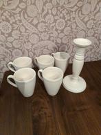 Set van vijf hoge mokken en kandelaar. Wedgwood Winsor, Huis en Inrichting, Keuken | Servies, Ophalen of Verzenden, Zo goed als nieuw