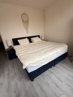 Boxspring bed 200x210 met nachtkastjes, Huis en Inrichting, Slaapkamer | Boxsprings, Ophalen, Gebruikt, Blauw, 210 cm