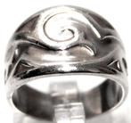 Schitterende Brede Frans Zilveren Gotische Bandring, Verzenden, Zilver, Ring