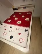 Bedframe 140x200 met hoofdbord – direct ophalen!, Ophalen, Wit, Tweepersoons, 140 cm