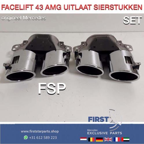 2020 FACELIFT 43 53 AMG UITLAATSIERSTUKKEN SET ORIGINEEL Mer, Auto-onderdelen, Uitlaatsystemen, Mercedes-Benz, Gebruikt, Ophalen of Verzenden