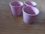 Drie roze (bloem)potjes, Tuin en Terras, Bloempotten, Rond, Ophalen of Verzenden, Zo goed als nieuw, Aardewerk