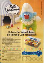Retro reclame 1986 Danoontje zuivel smurfen clown knuffel, Verzamelen, Retro, Ophalen of Verzenden