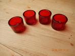 4x Theelichthouder/waxinelichthouder van glas - Rood, Overige materialen, Ophalen of Verzenden, Zo goed als nieuw, Rood