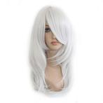 Pruik halflang steil haar in laagjes zilverwit, Verzenden, Nieuw, Pruik of Haarverlenging